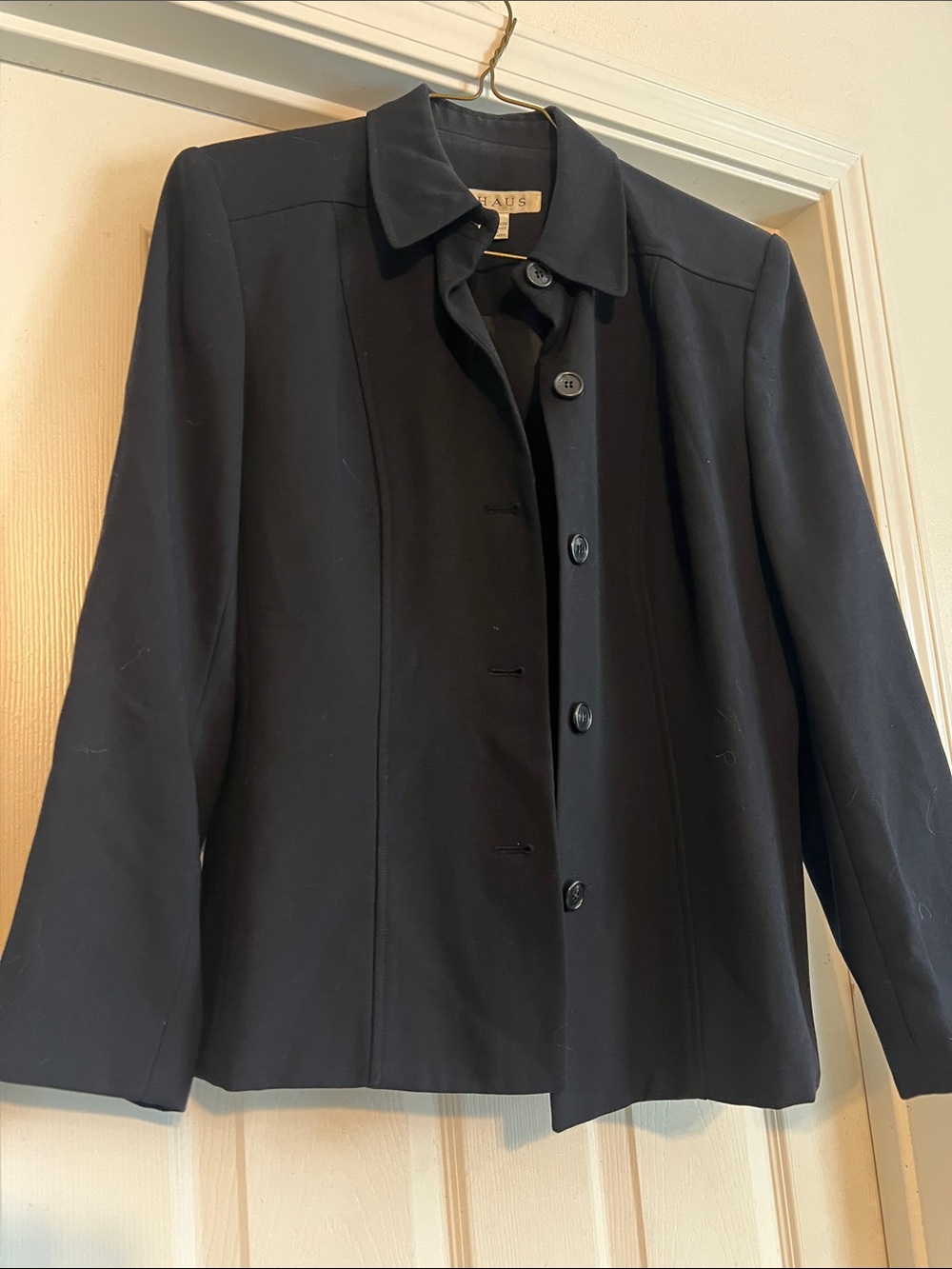 Tailored dark navy blue Women's Button-Front Blazer